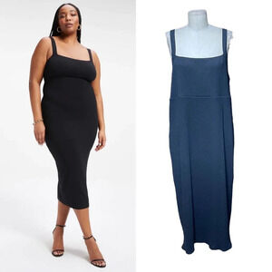 Good American Ribbed 90s Tank Dress In Black Size  6 / US 3XL